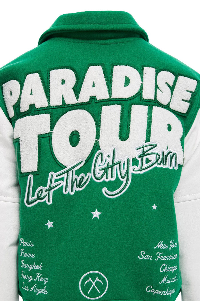 Kids Paradise Tour Varsity Jacket (Green) 91632B