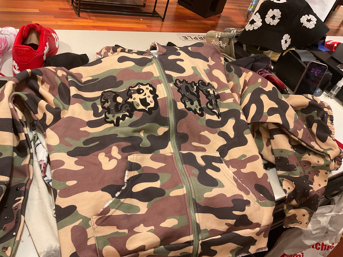 Lost Intricacy 'Digi Camo' Grey Zip Up Hoodie