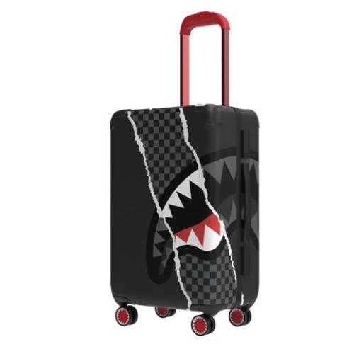 SPRAYGROUND CL323 CENTER RIP REVEALING GRAY CHECK CARRY-ON LUGGAGE