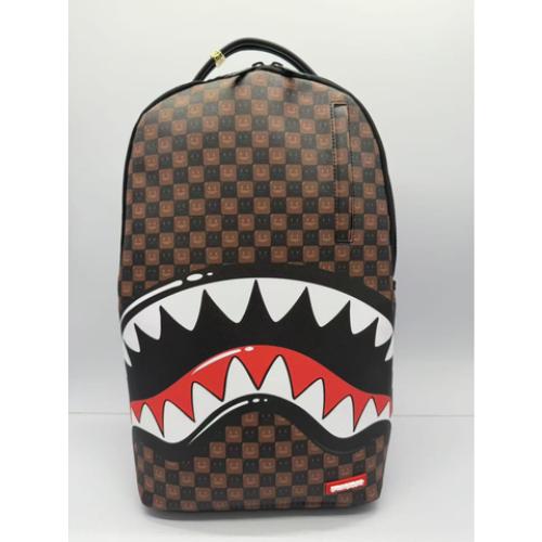 B8634 SPRAYGROUND SHARKS IN PARIS WTF BUBBLE BROWN CHECK BACKPACK