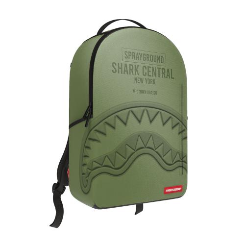 SPRAYGROUND SHARK CENTRAL EMBOSSED GREEN NYLON BACKPACK B9628
