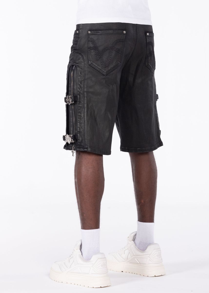 GUAPI All Black Cross Buckle Shorts