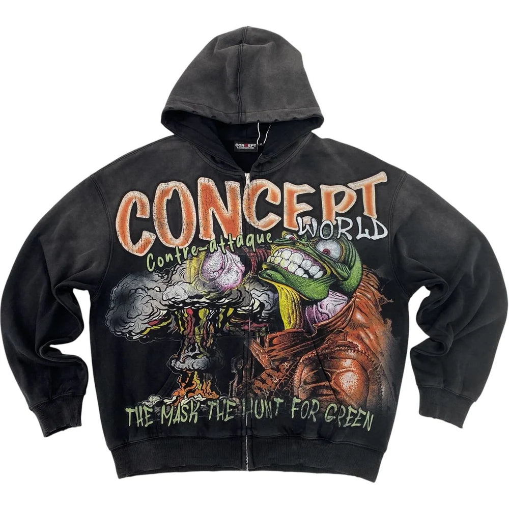 Concept LA "Contre" Zip up Hoodie - Black