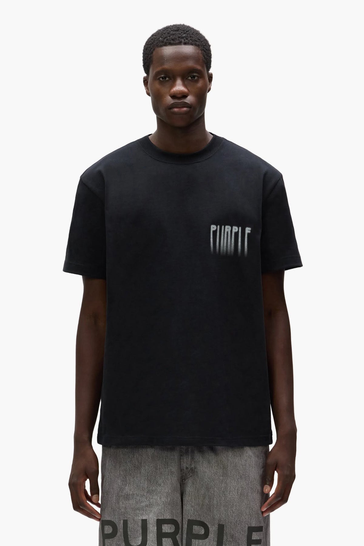PURPLE BRAND BLURRED WORDMARK TEE BLACK-p117-QTTA825