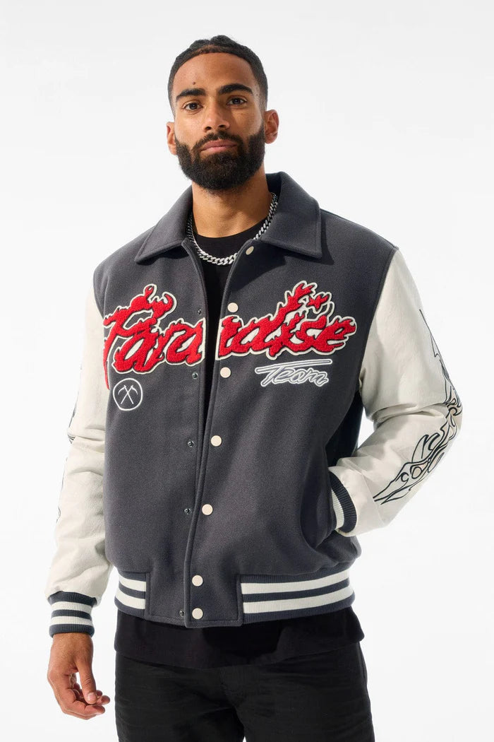 JORDAN CRAIG Paradise Tour Varsity Jacket (Off Black)