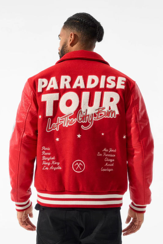 JORDAN CRAIG Paradise Tour Varsity Jacket ((Red) 91632