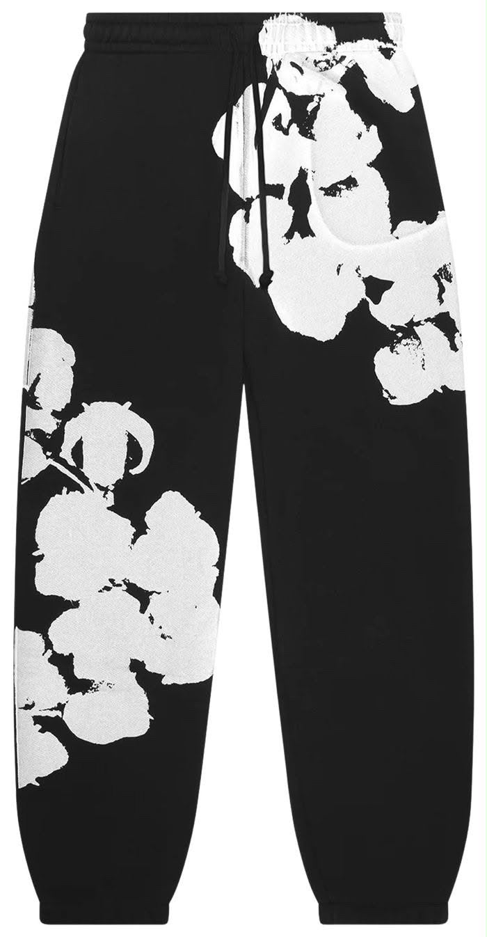 Denim Tears Big Cotton Wreath Sweatpants ‘Black’