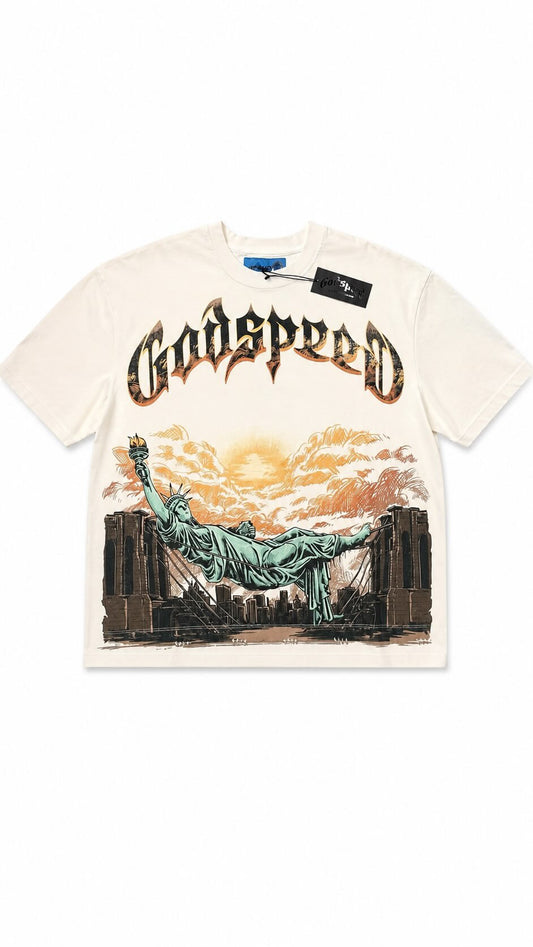 GODSPEED burnt bridges white shirt