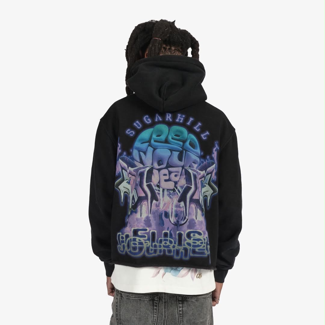 Sugarhill HELLISH” CROPPED HOODIE (BLACK VINTAGE)