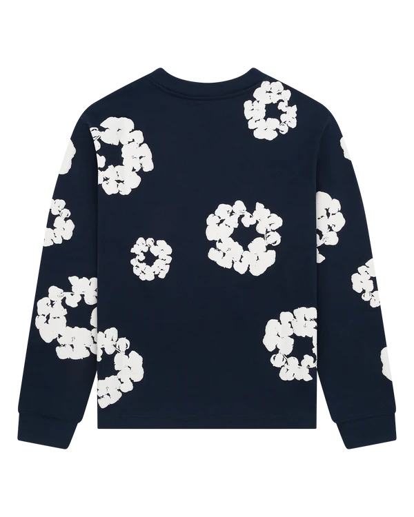 DENIM TEARS-Long Sleeve Cotton Wreath Tee Navy