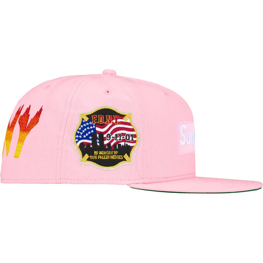 SUPREME /FDNY BOX LOGO NEW ERA HAT PINK 7 5/8
