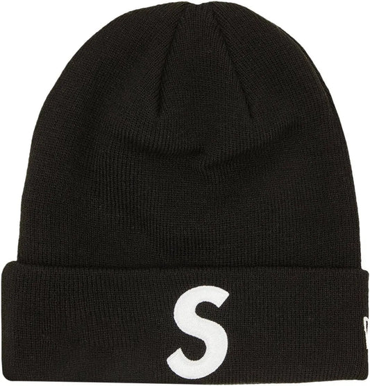 Black Supreme x New Era S Logo Beanie