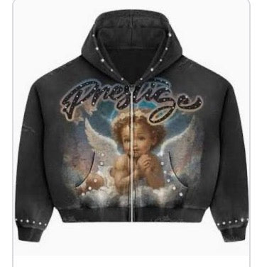 PRESTIGE COLLECTION ANGEL HOODIE (BLACK/BLUE)