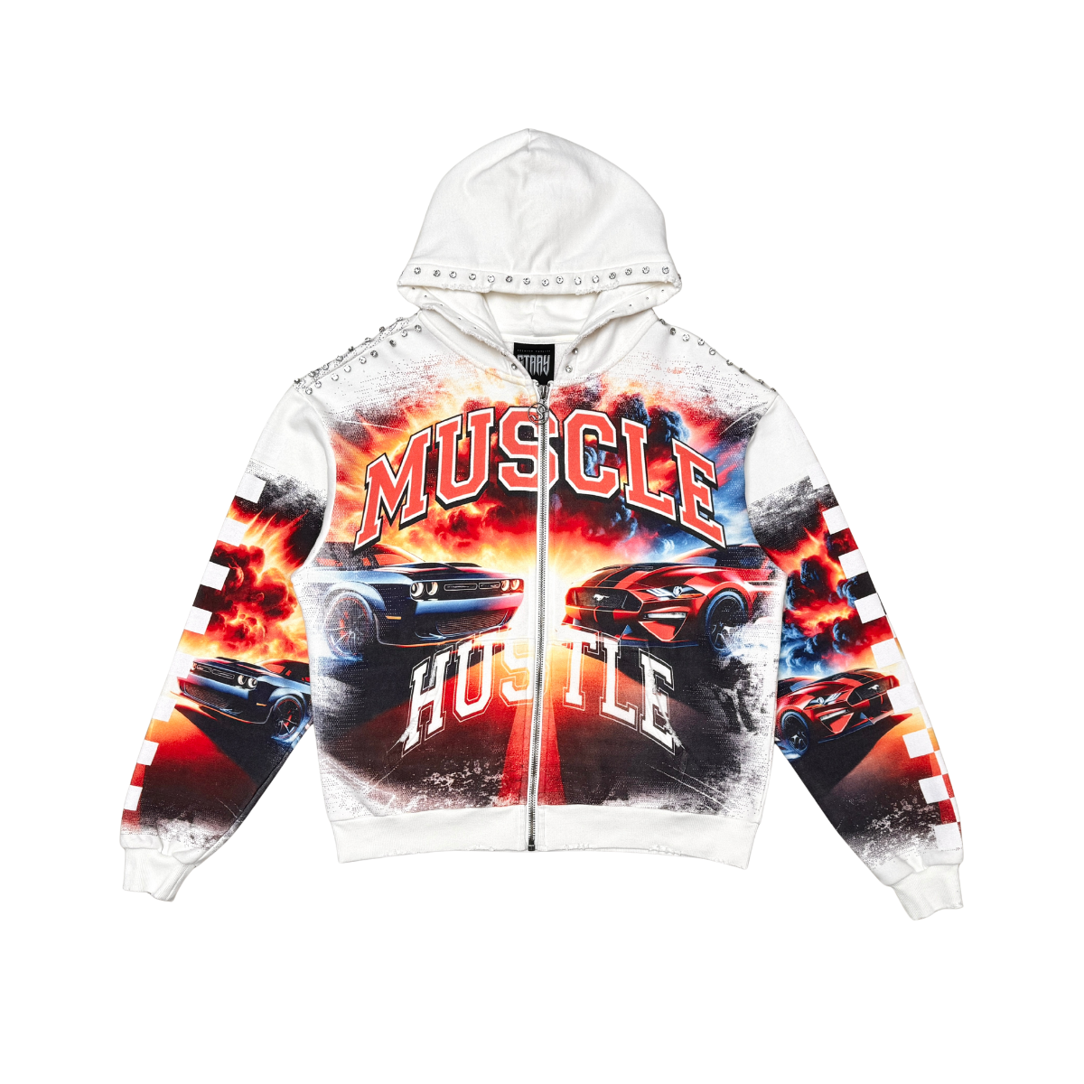 Muscle hustle full zip hoodie ST1622-CRM Cream