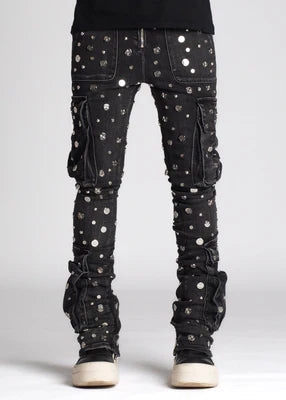 GUAPI-IRON GREY STACKED BUTTON DENIM GUABI