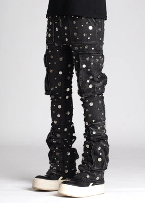 GUAPI-IRON GREY STACKED BUTTON DENIM GUABI