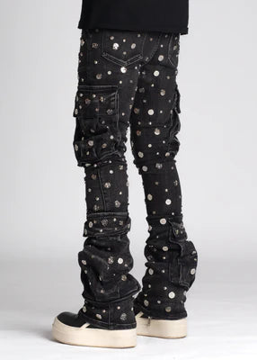 GUAPI-IRON GREY STACKED BUTTON DENIM GUABI