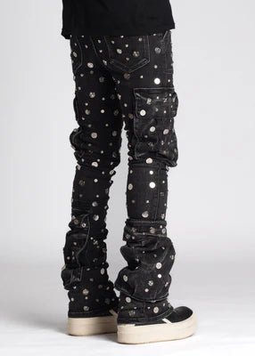 GUAPI-IRON GREY STACKED BUTTON DENIM GUABI