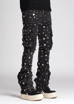 GUAPI-IRON GREY STACKED BUTTON DENIM GUABI