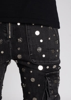 GUAPI-IRON GREY STACKED BUTTON DENIM GUABI