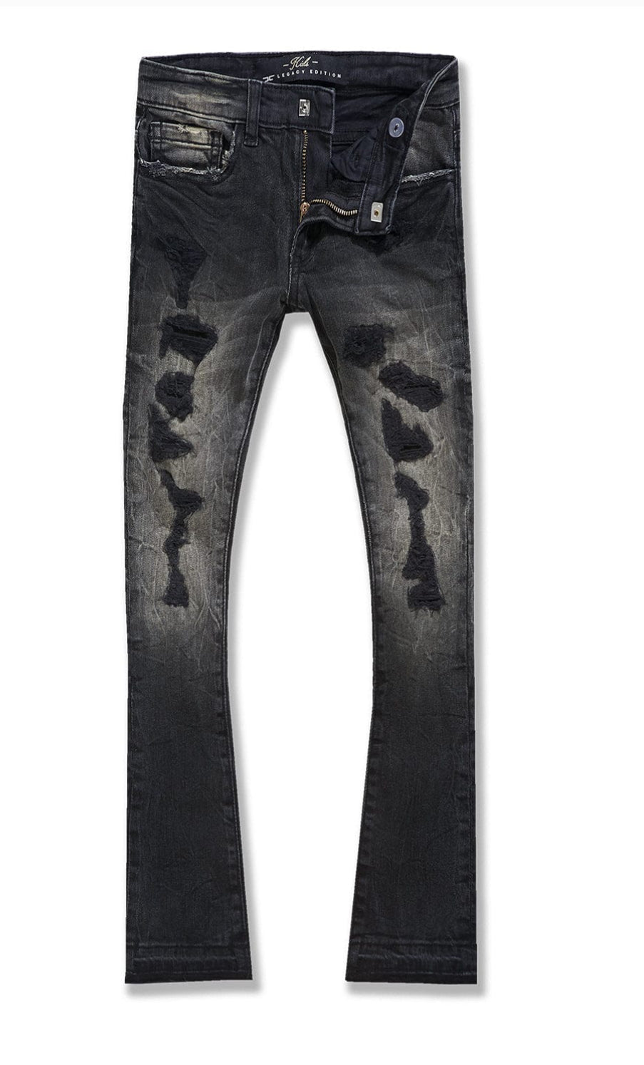 JORDAN CRAIG KIDS STACKED ROCKPORT DENIM (NATURE BLACK)-JTF1167RK