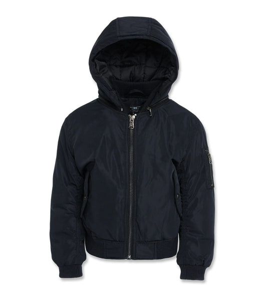 KIDS SQUADRON HOODED BOMBER JACKET (BLACK)-91610K