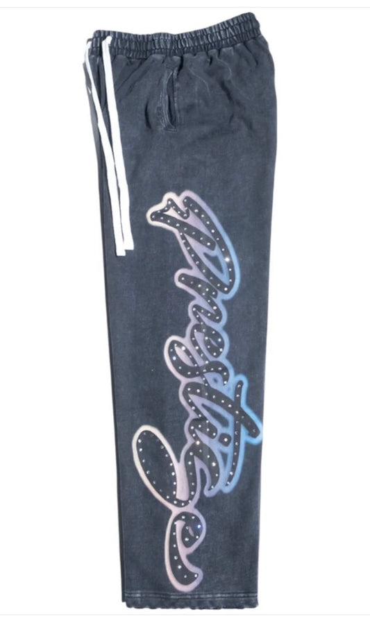 PRESTIGE-Blue Rhinestone Angels Sweats