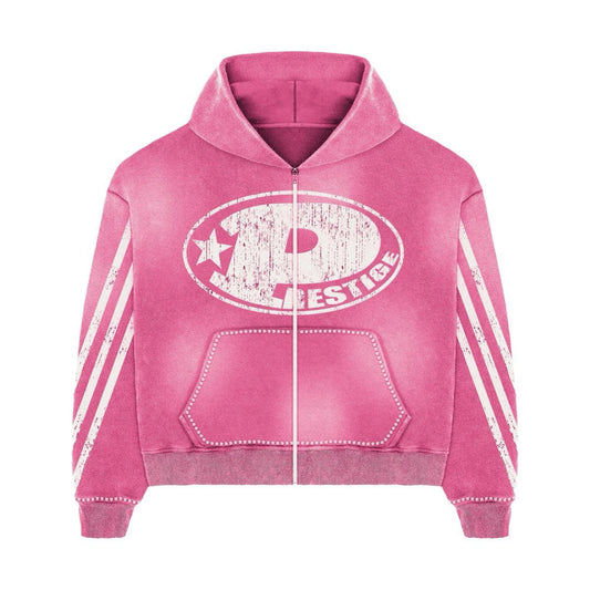 Prestige "P Logo" Rhinestone Hoodie PINK