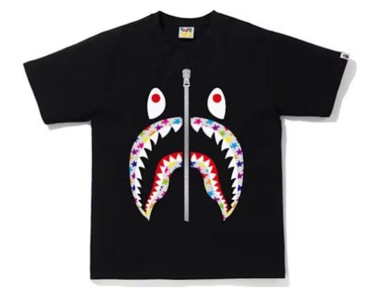 BAPE STE PATTERN SHARK TEE-1I30110042