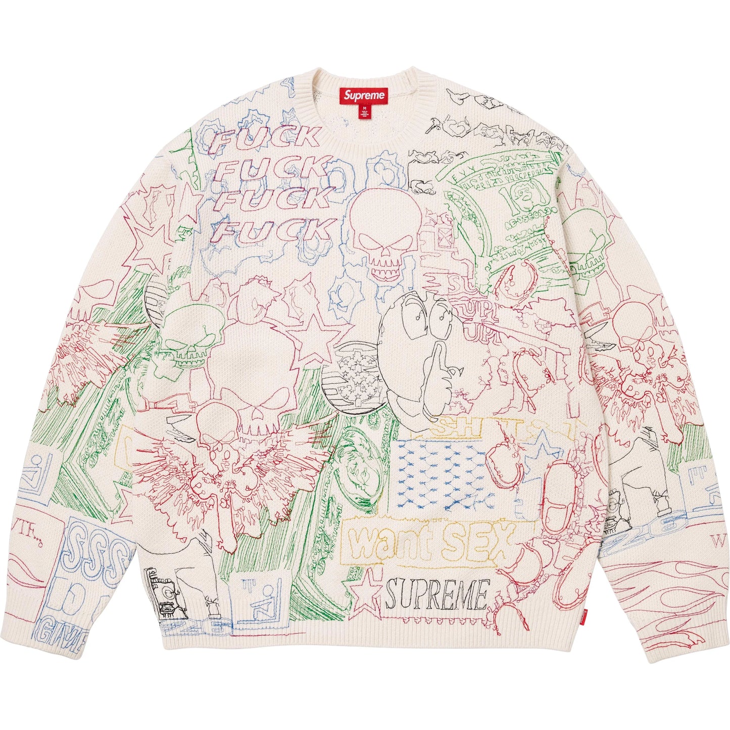 Supreme Collage Embroidered Sweater 'cream'