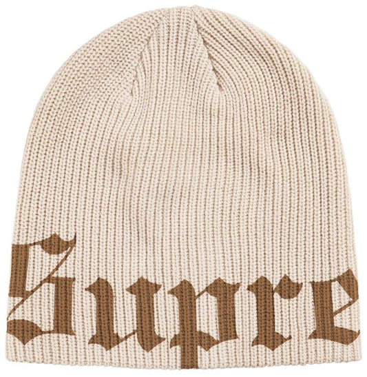 Supreme Old English Printed Beanie 'Stone'