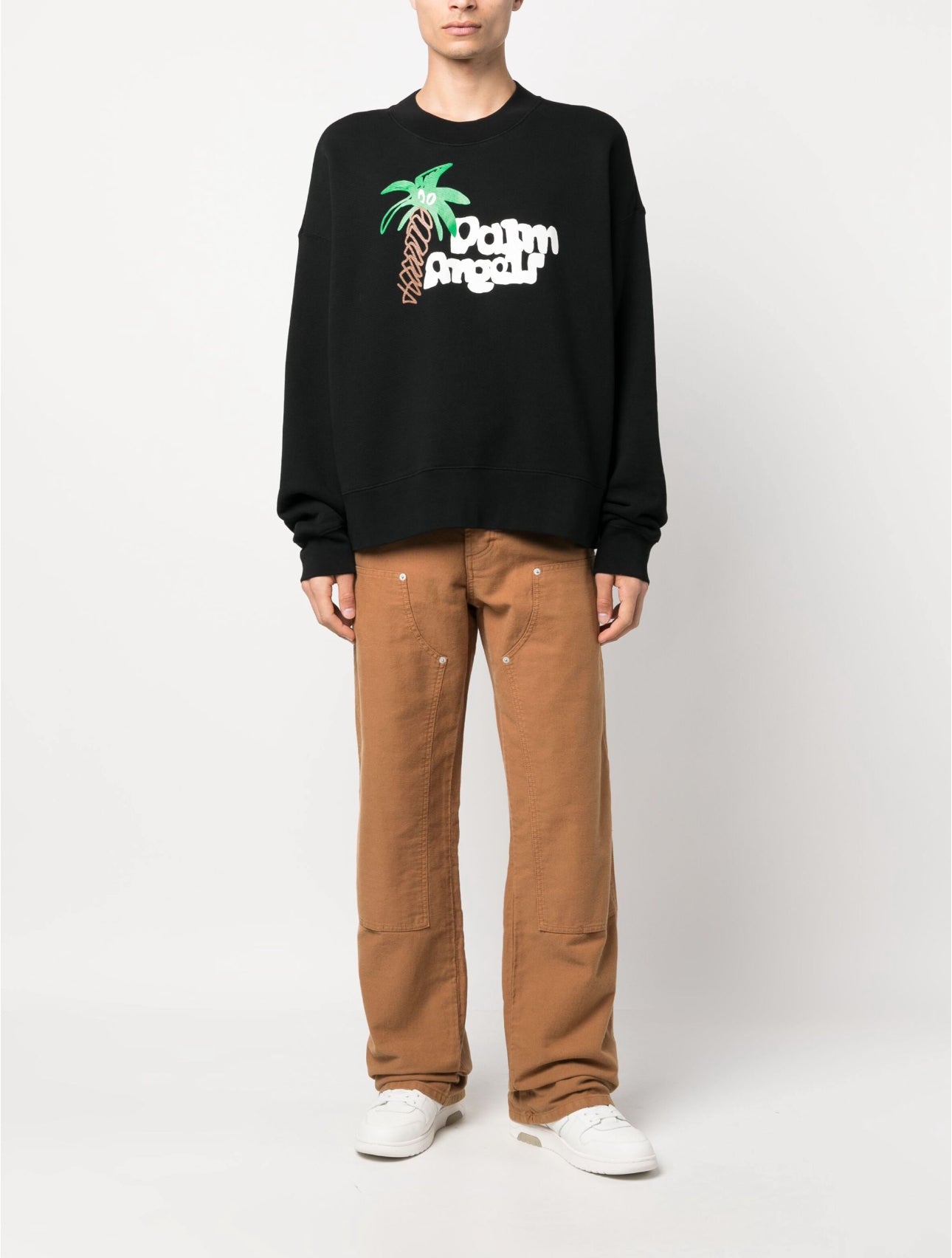 Palm Angels - logo-print organic cotton sweatshirt - PMBA026E23FLE0071001