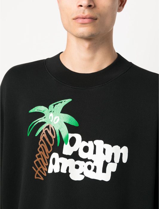 Palm Angels - logo-print organic cotton sweatshirt - PMBA026E23FLE0071001