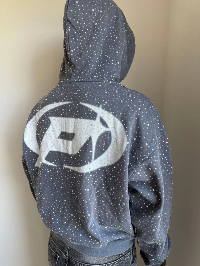 PRESTIGE-Prestige Collection | Diamond Dust Zip Hoodie - NAVY