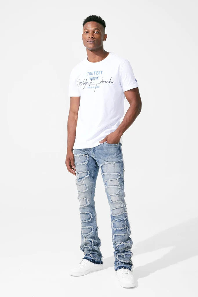 MARTIN STACKED - PYTHON DENIM-JTF1130