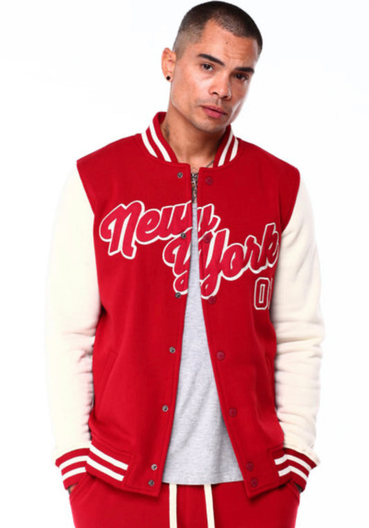 Detachable Hoodie Fleece Varsity Jacket-132-593
