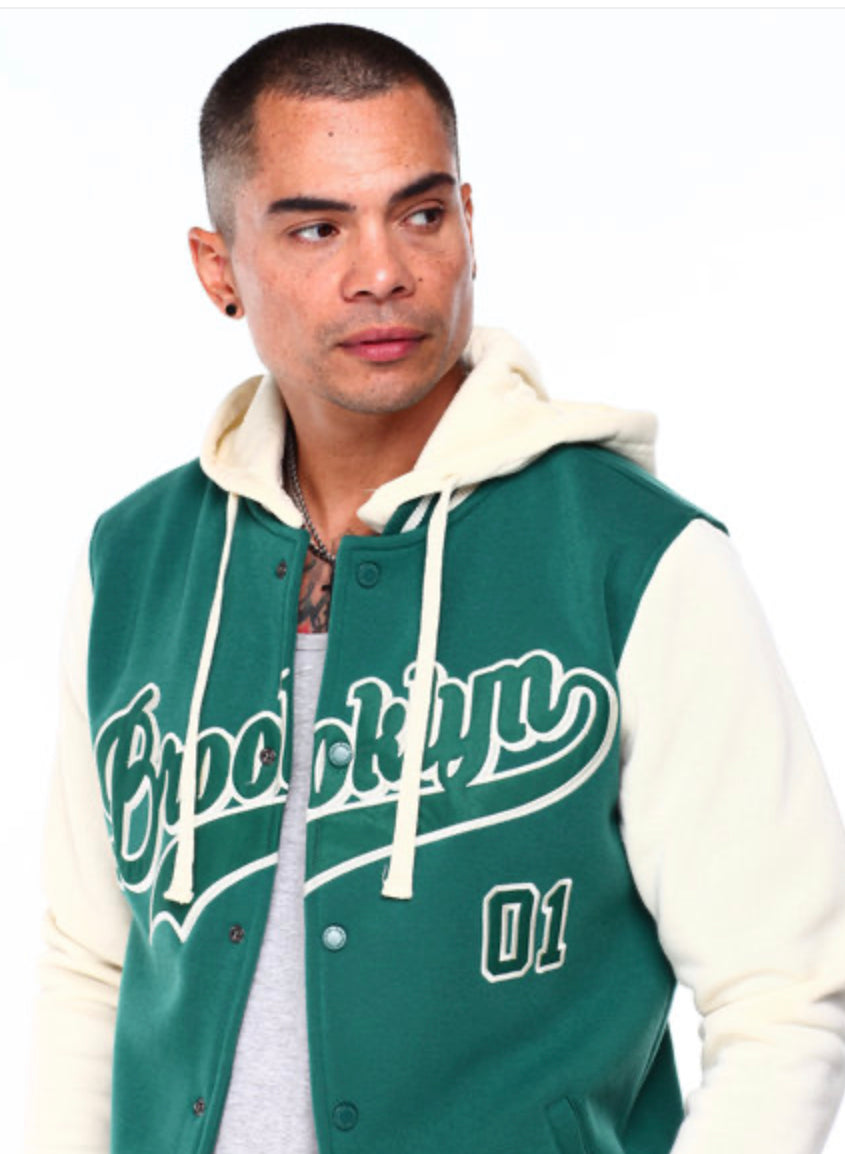 Detachable Hoodie Fleece Varsity Jacket-132-593