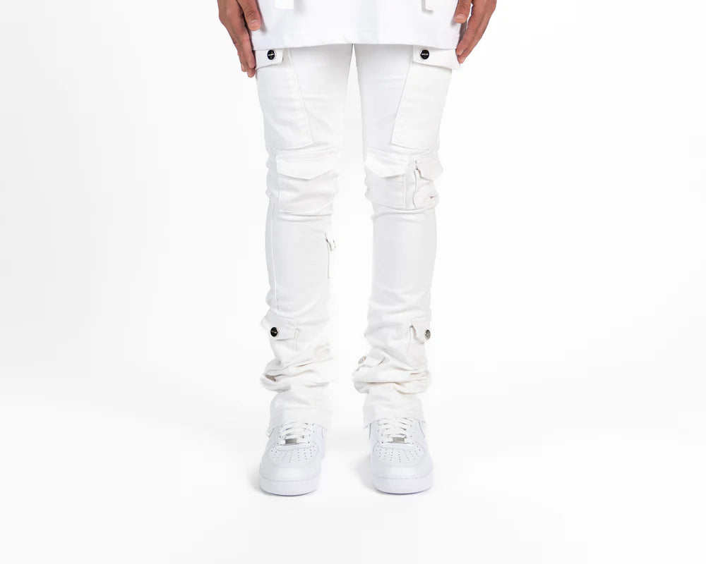 PHEELINGS  "MY PLEASURE" CARGO FLARE STACK DENIM