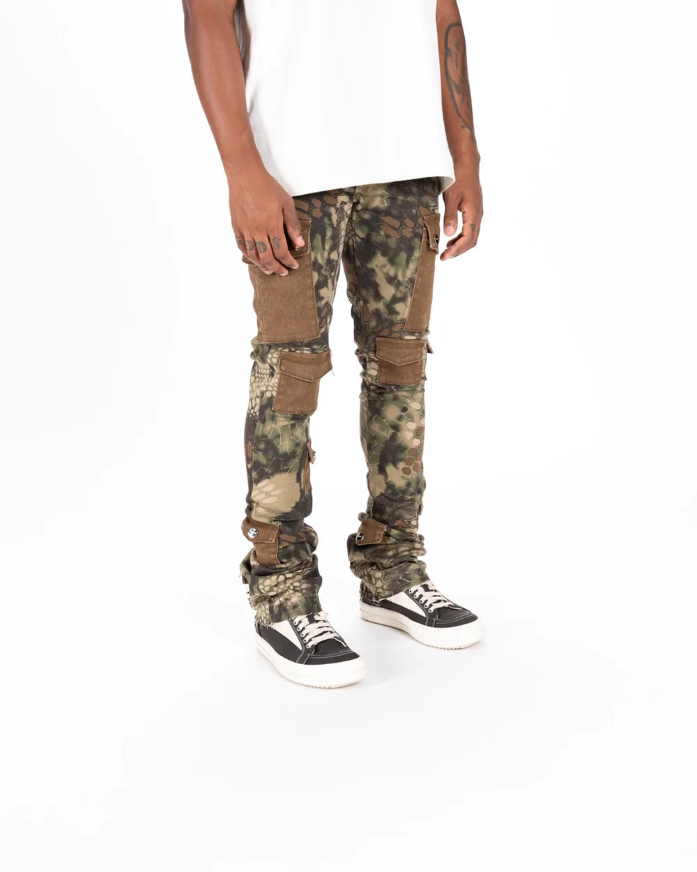 MY PLEASURE" CARGO FLARE STACK DENIM-PH-FW23-17
