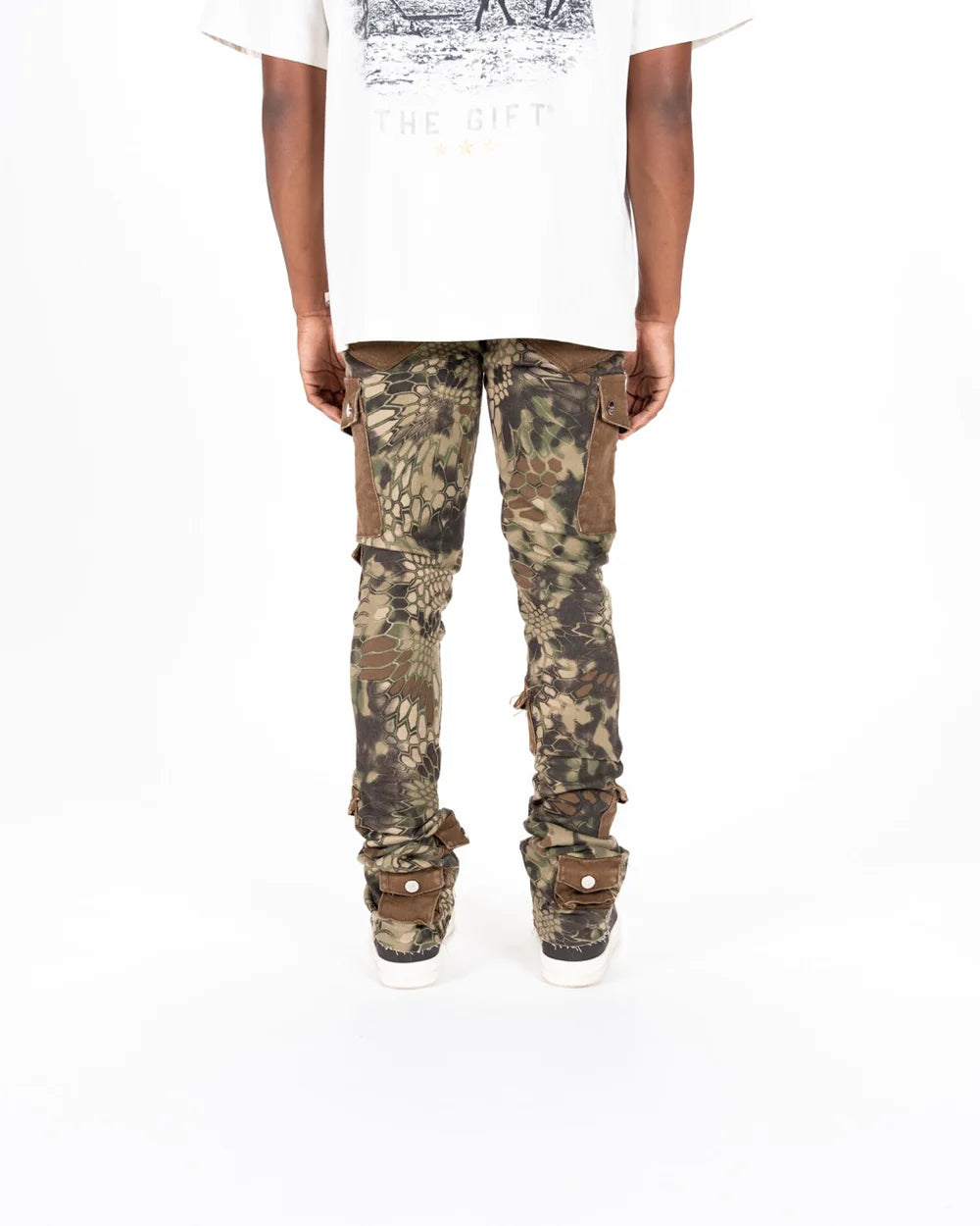 MY PLEASURE" CARGO FLARE STACK DENIM-PH-FW23-17