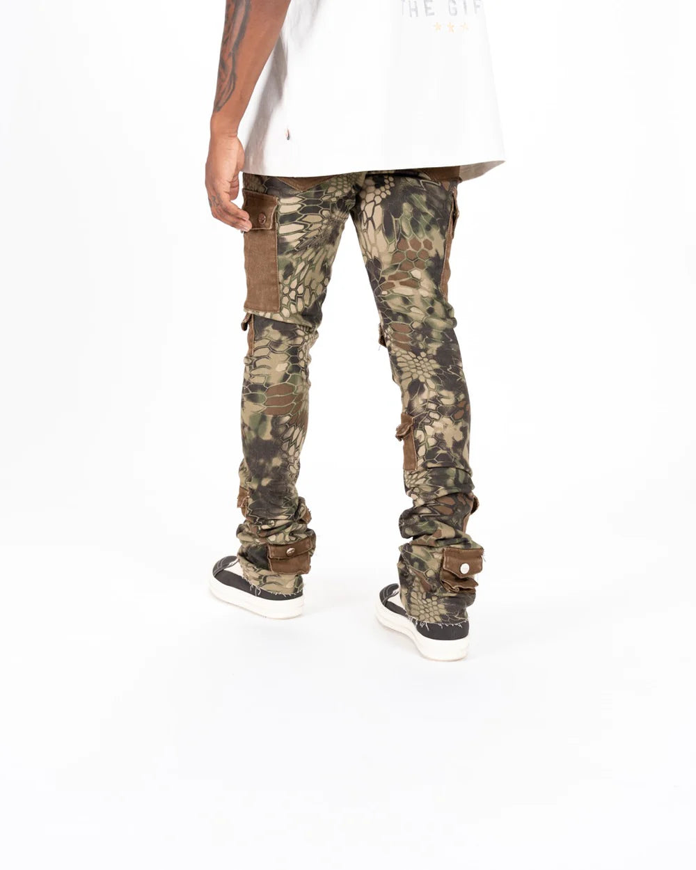 MY PLEASURE" CARGO FLARE STACK DENIM-PH-FW23-17