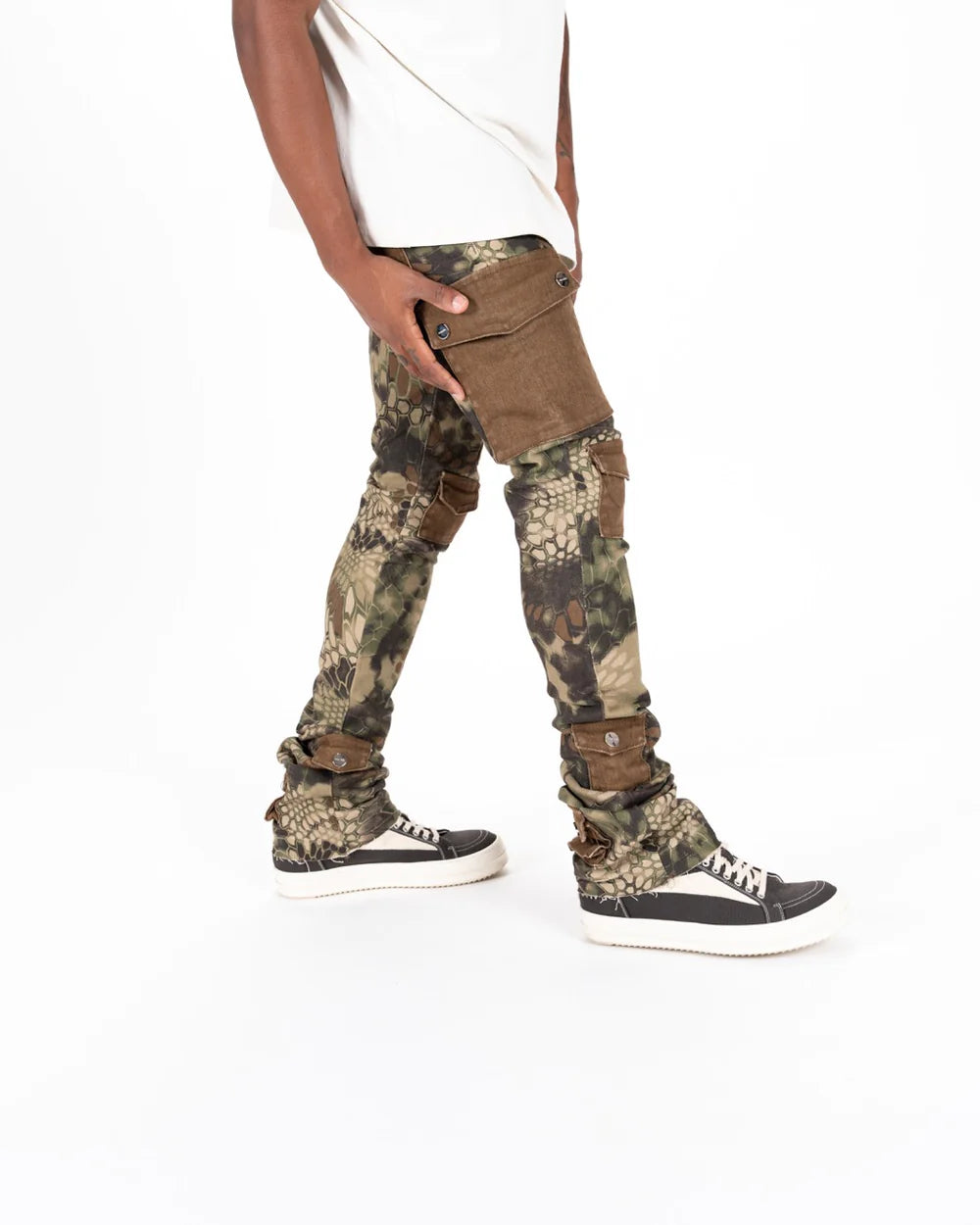 MY PLEASURE" CARGO FLARE STACK DENIM-PH-FW23-17