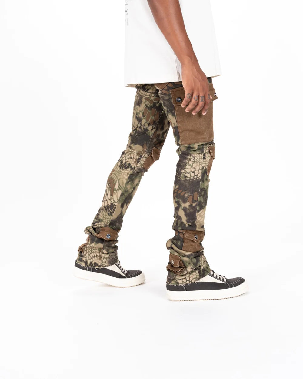 MY PLEASURE" CARGO FLARE STACK DENIM-PH-FW23-17