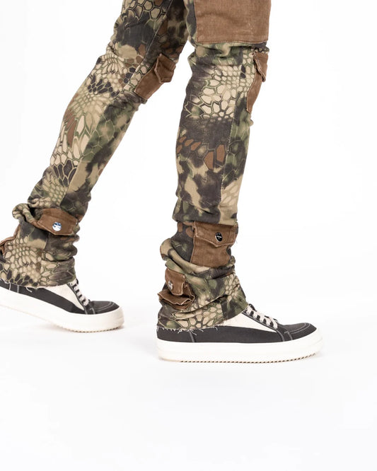 MY PLEASURE" CARGO FLARE STACK DENIM-PH-FW23-17