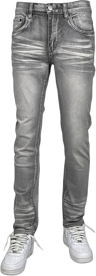 Blind Trust Men's Gray Acid Washed Slim Fit Jeans