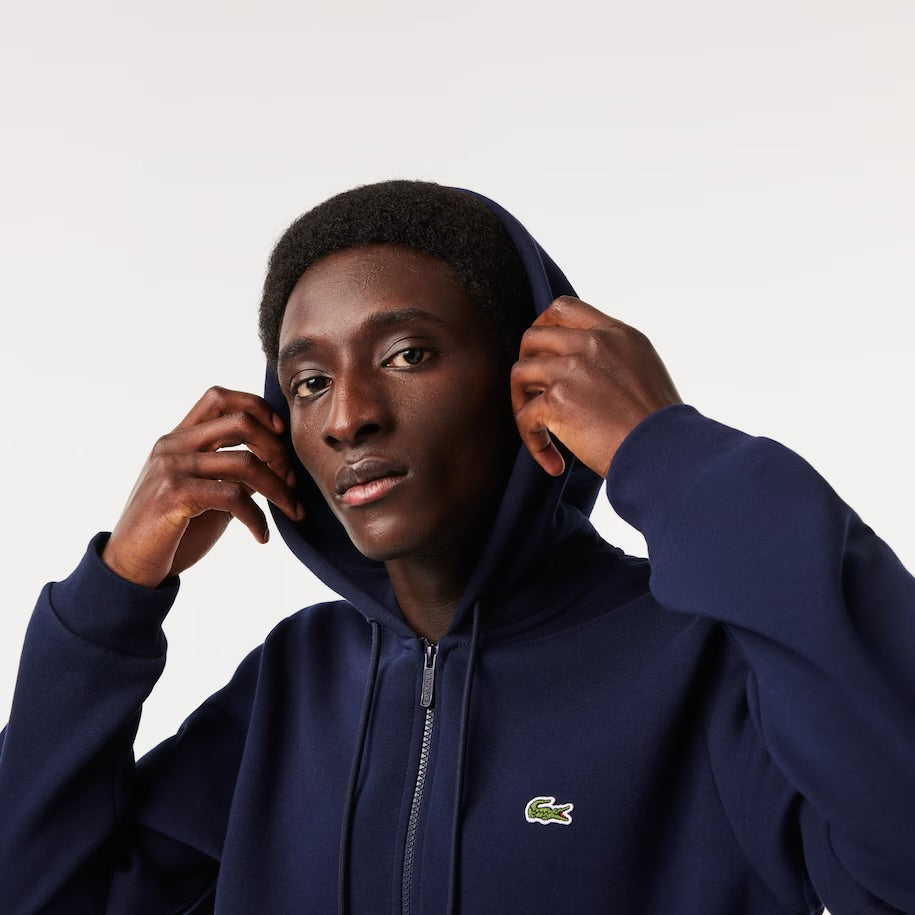 LACOSTE-Men's Kangaroo Pocket Zip-Up Fleece Hoodi—SH9626 51 166