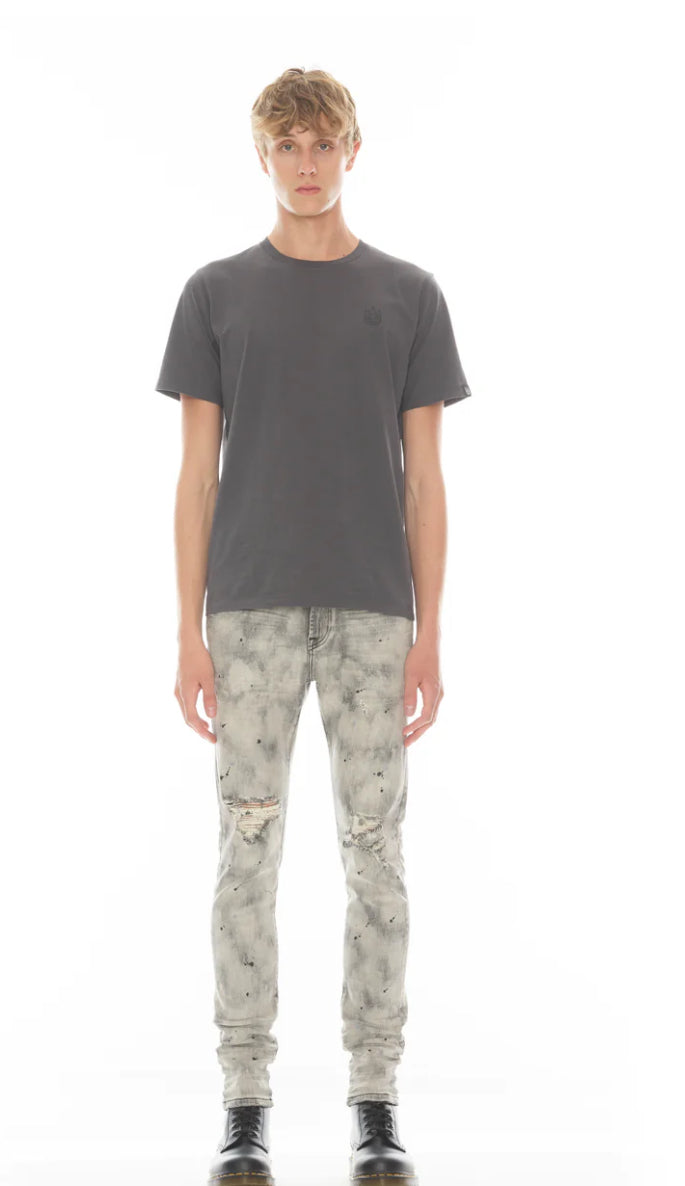 SHORT SLEEVE CREW NECK TEE 26/1'S "XX" IN CHARCOAL