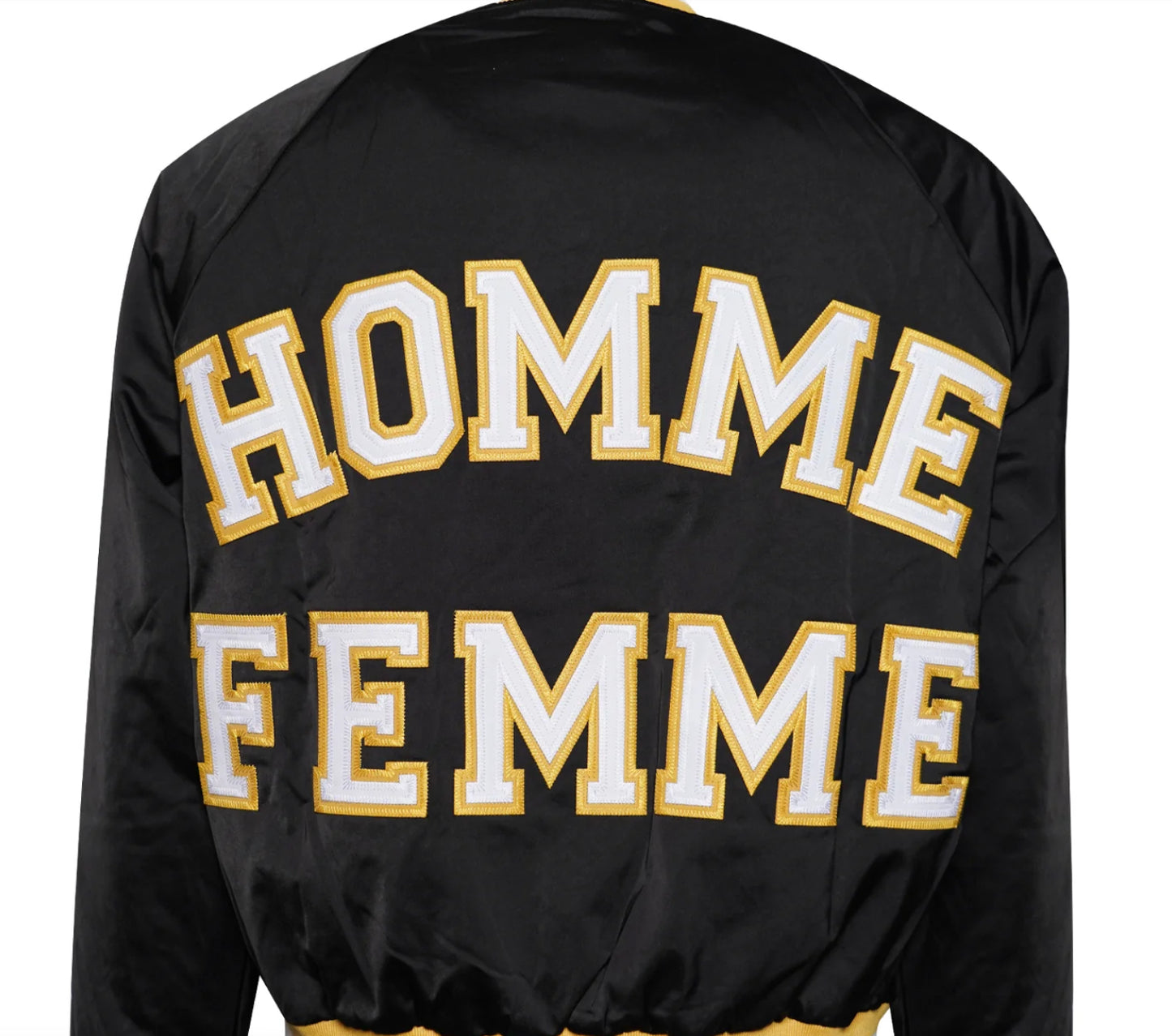 HOMME+FEMME-VARSITY JACKET BLACK AND YELLOW -