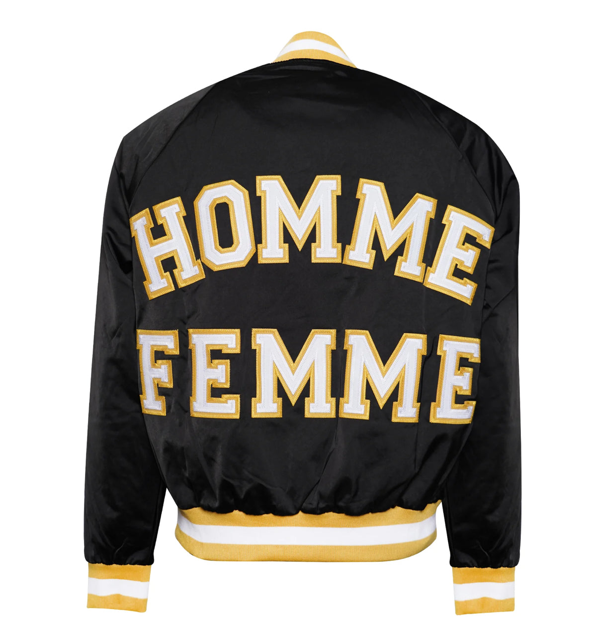 HOMME+FEMME-VARSITY JACKET BLACK AND YELLOW -