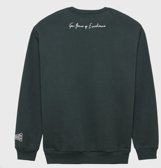 HOMME+FEMME-EMBROIDERED GLOBAL LOGO CREWNECK CHARCOAL